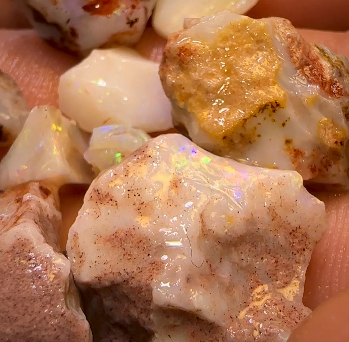 76.3cts - 11x South Australian Rare Mintabie Opal Rough Parcel