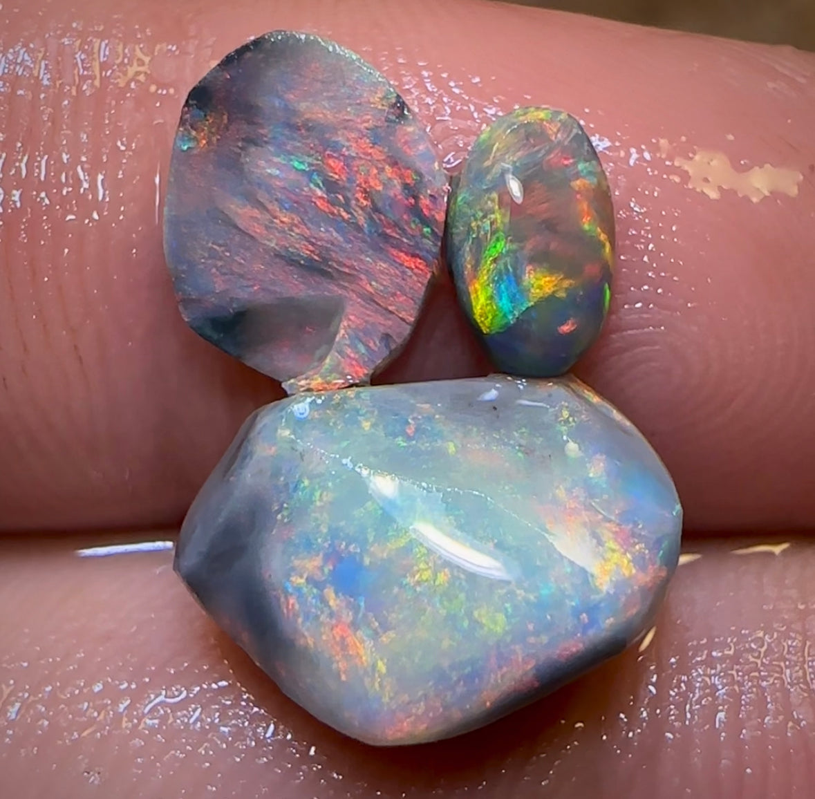 5.25cts - 3x Lightning Ridge Light and Dark Opal Rubs Parcel - Opal Whisperers