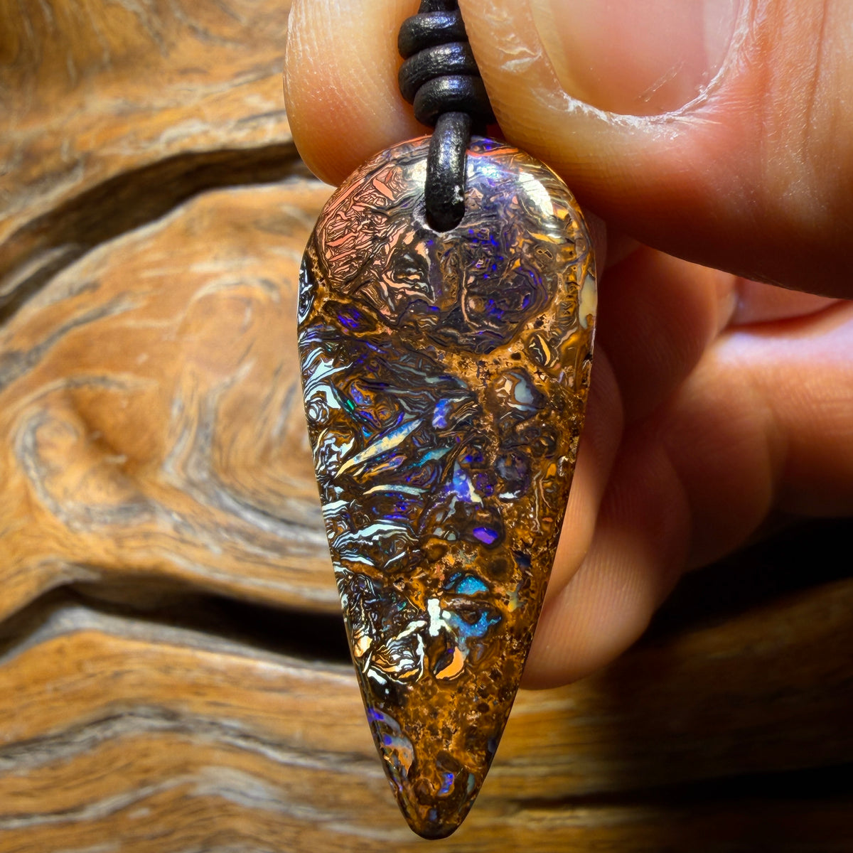 39 x 17mm - Drilled Tribal Queensland Boulder Opal Necklace