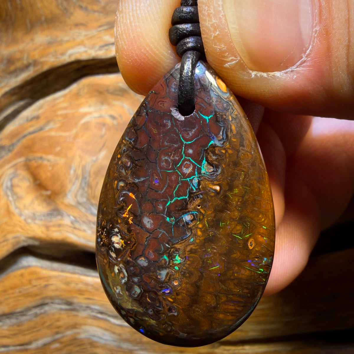 39 x 25mm - Drilled Tribal Queensland Boulder Opal Necklace
