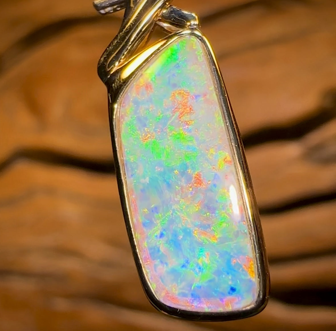 14k Gold - “Your Simply the best” Solid South Australian Crystal Opal Pendant