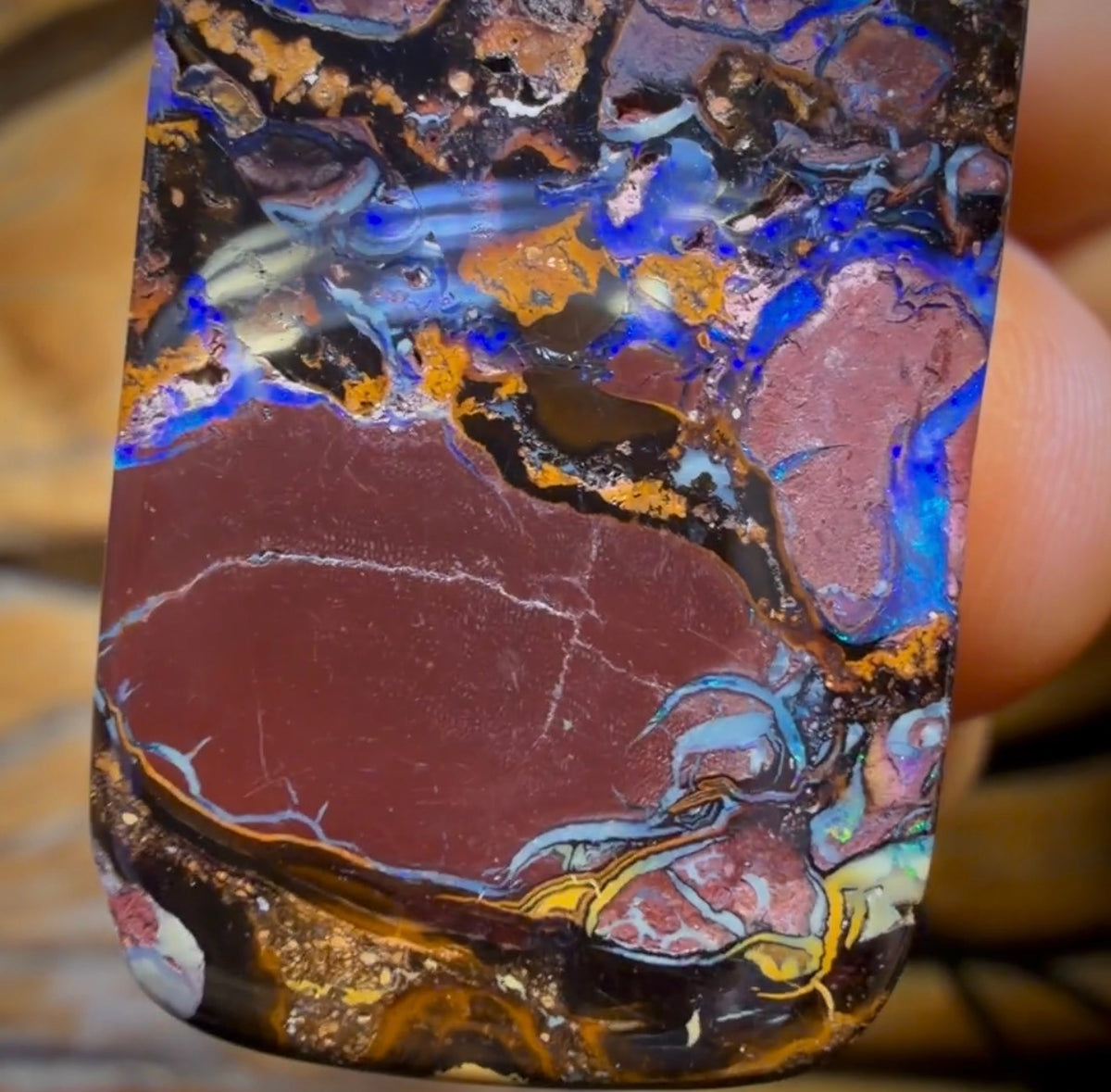 37 x 19 mm – Gebohrte Stammes-Opal-Halskette aus Queensland-Boulderopal