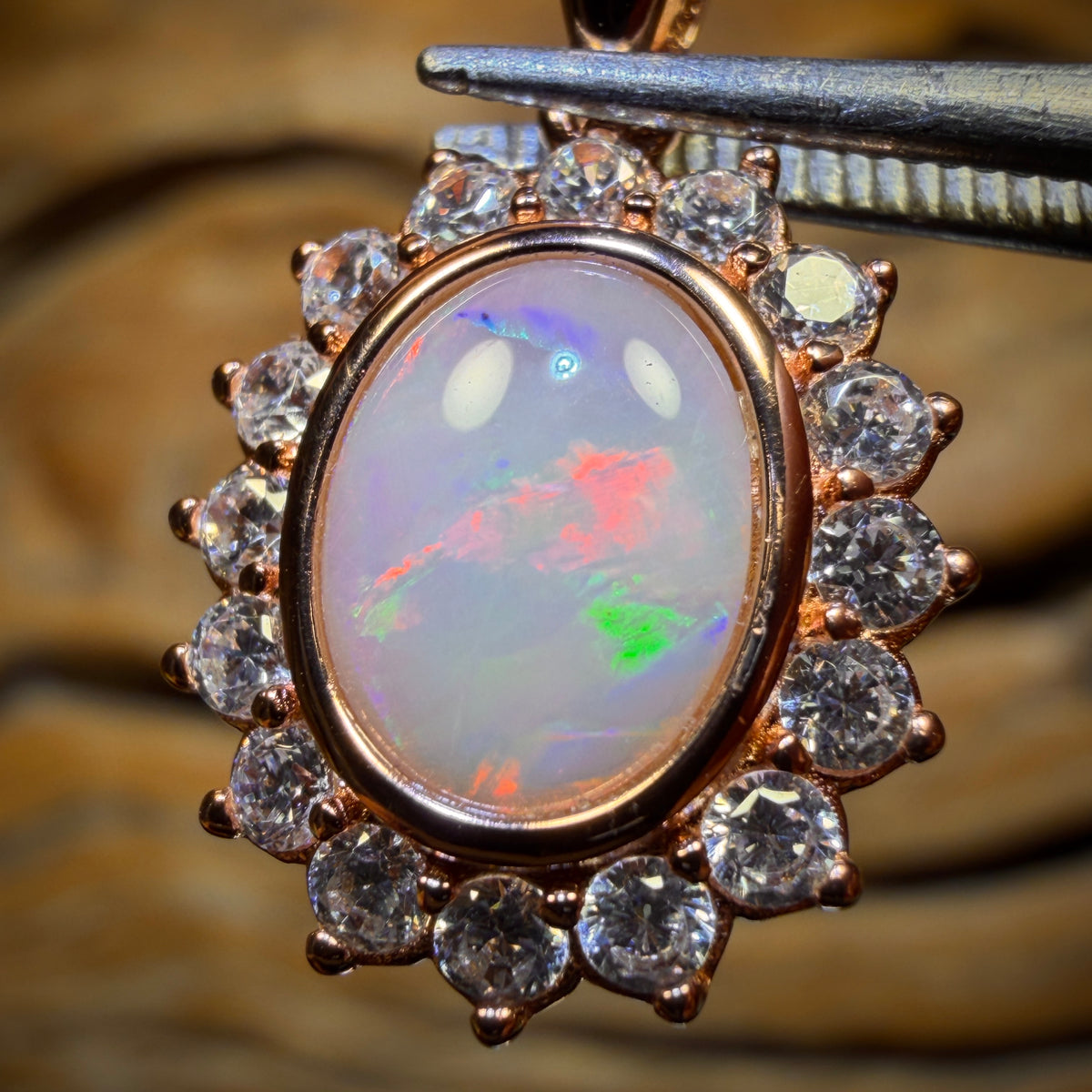 Sterling Silver Gold Plated - Solid South Australian White Opal Pendant