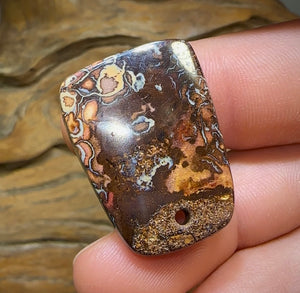 30 x 21mm - Drilled Australian Boulder Opal. TRIBAL PATTERN