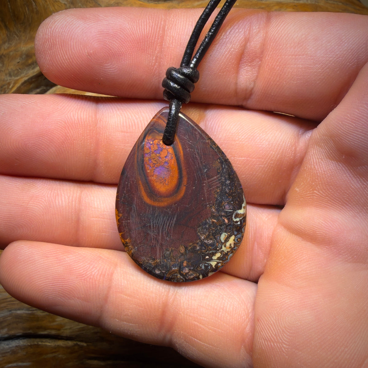 36 x 27mm - Drilled Tribal Queensland Boulder Opal Necklace