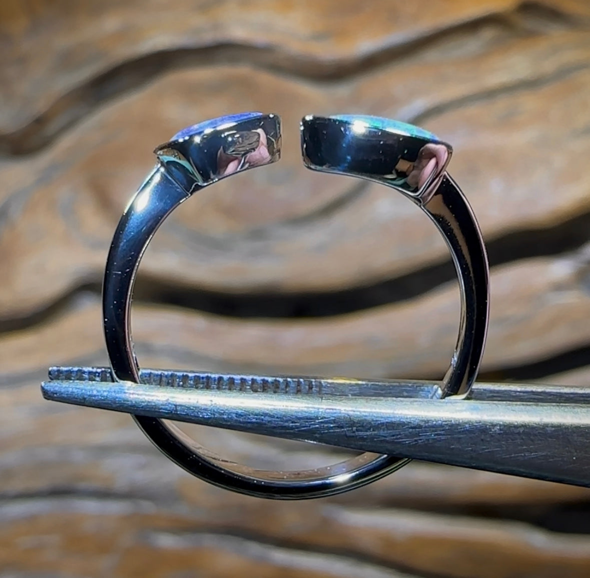 14k White Gold - Solid South Australian Crystal Opal Ring - Opal Whisperers