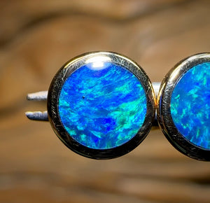 14k Gold - Australian Boulder Opal Doublet Earrings - Opal Whisperers