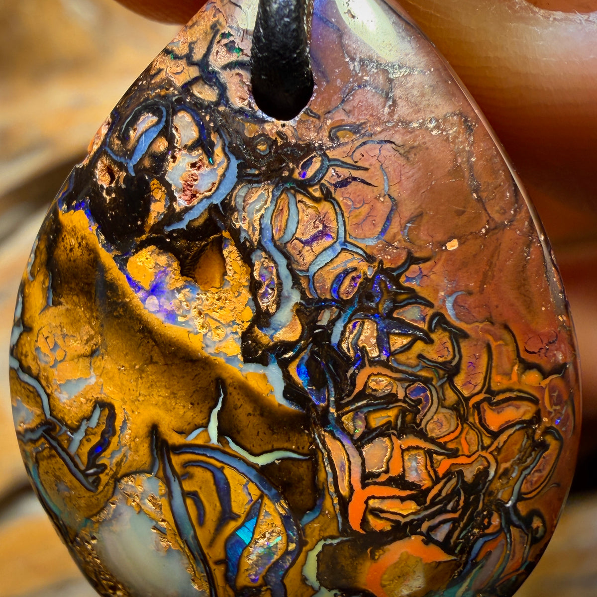 30 x 23mm - Drilled Tribal Queensland Boulder Opal Necklace