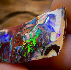 29.9cts - Top Tribal Boulder Opal from Koroit. Electric Green!