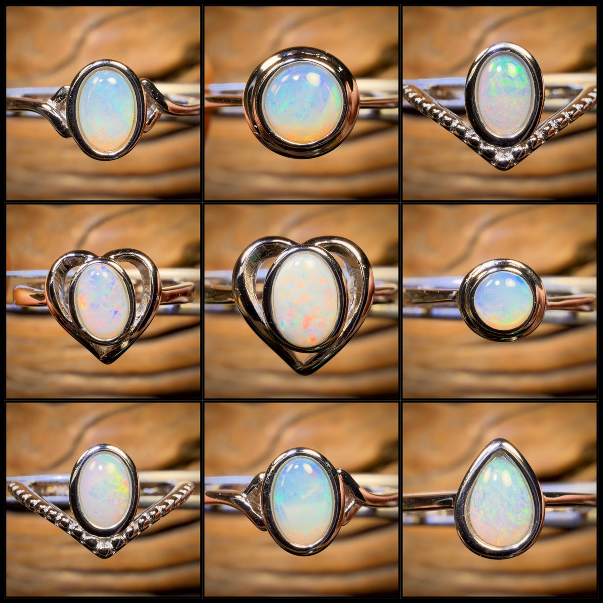 🔒Sterling Silver - WHOLESALE 9 PIECE RING PARCEL. Solid South Australian Opal Jewellery