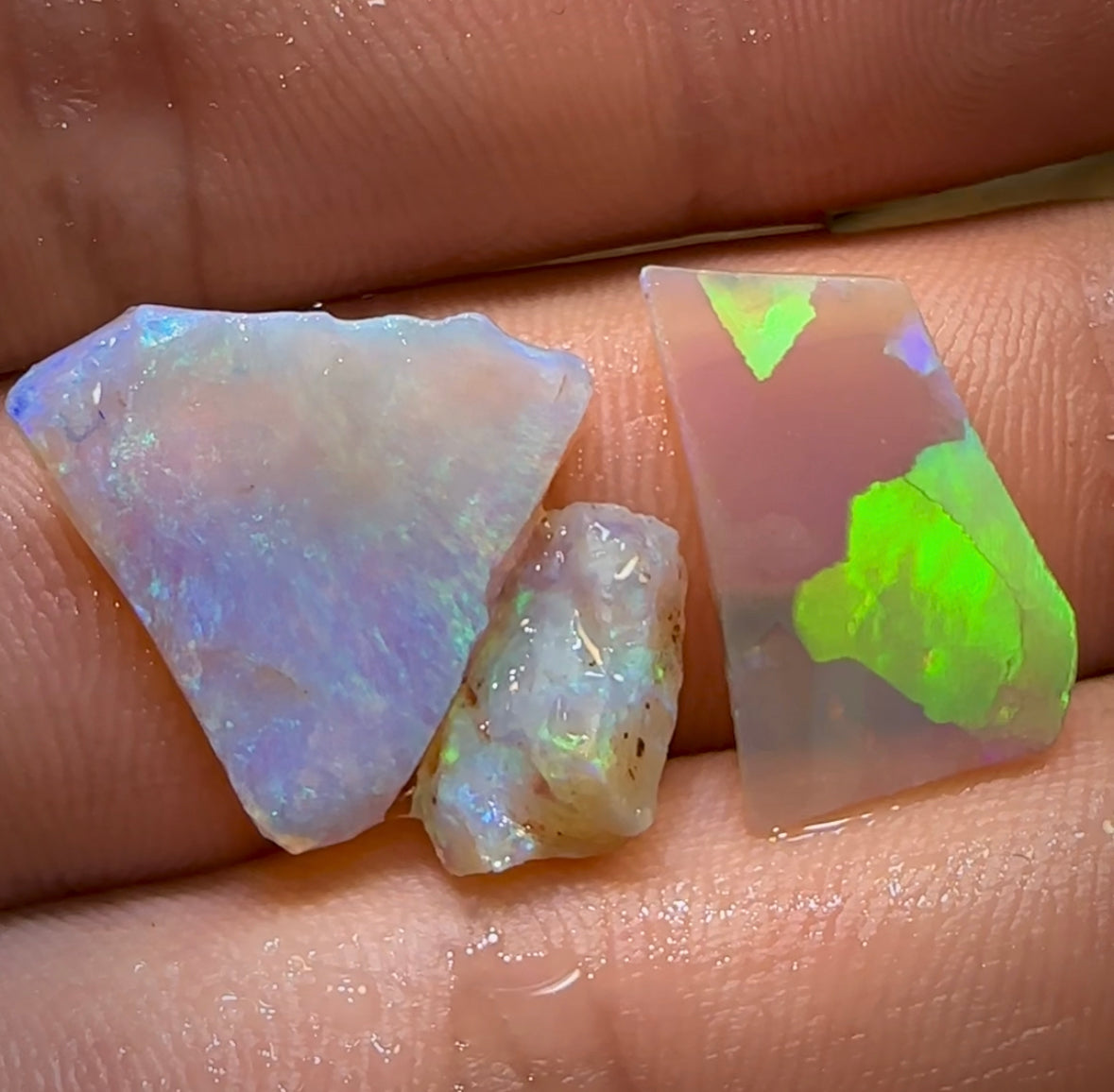 10.1cts - 3x pieces Lightning Ridge Crystal Opal Rough - Opal Whisperers