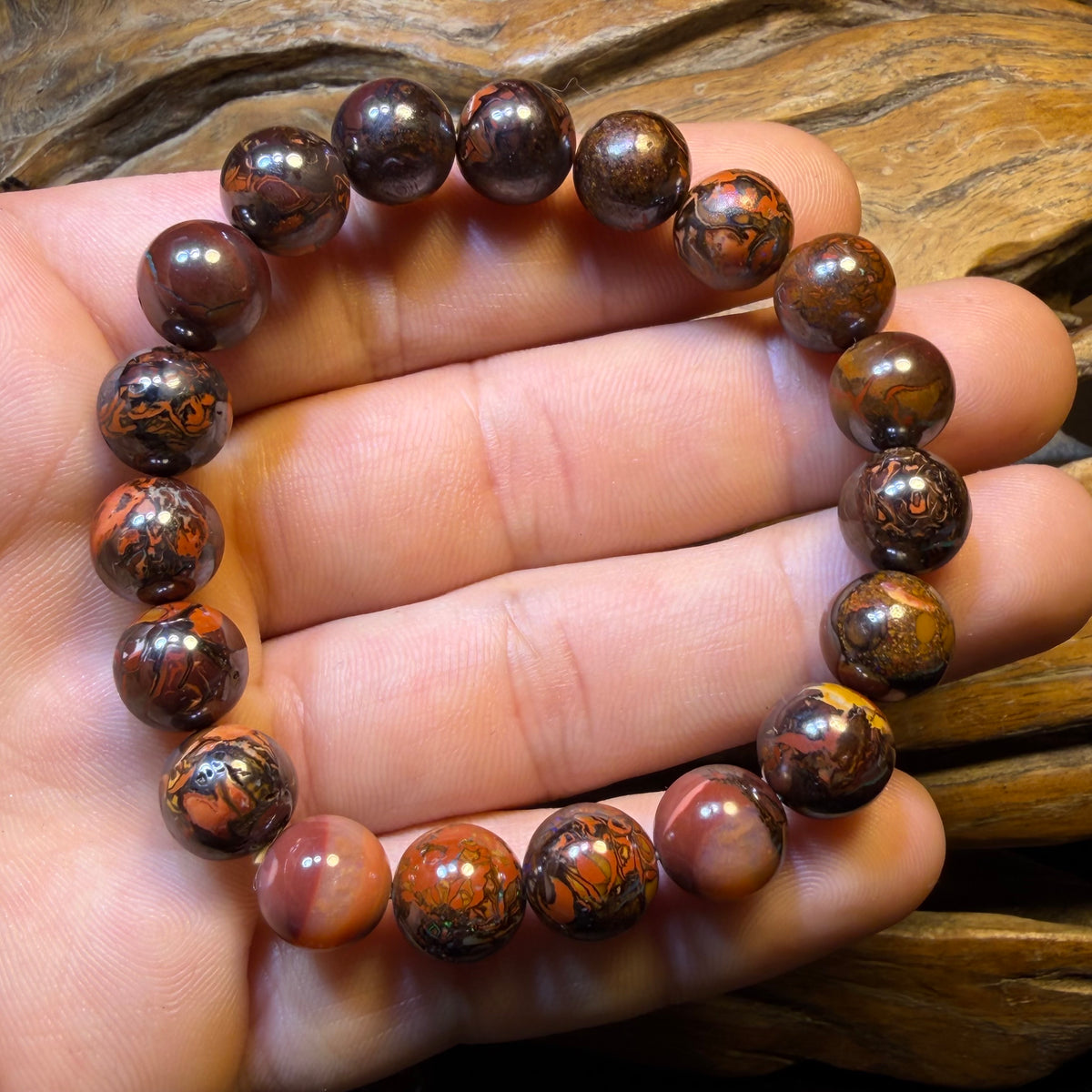 10 x 10mm Drilled Tribal Boulder Opal Bead Bracelets. BULK LISTING Multiple available
