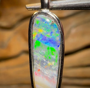 Sterling Silver - SOLID Australian Queensland Boulder Opal Pendant