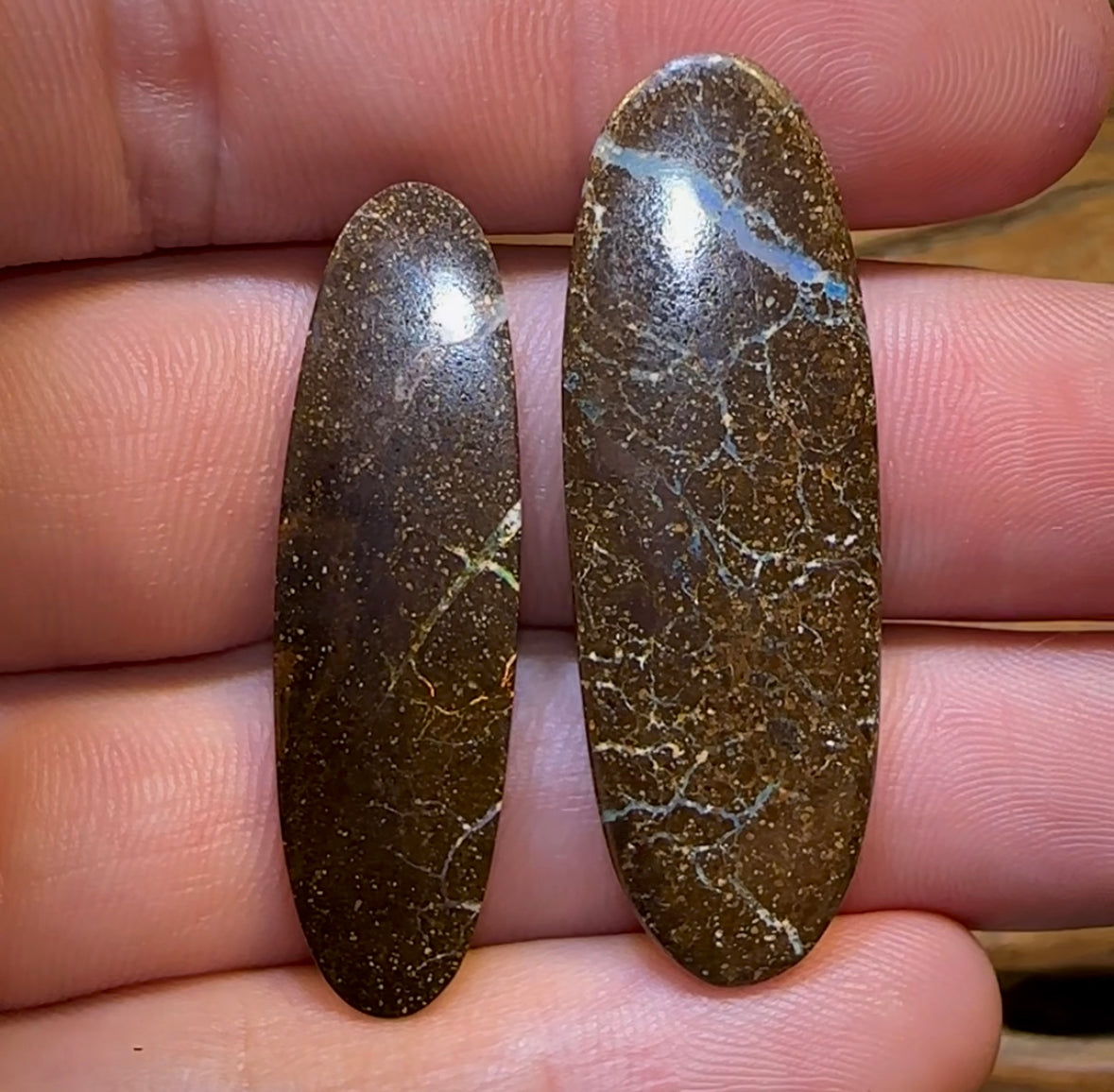 32.7cts - “Opal Web”Australian Boulder Opal Pair - Opal Whisperers