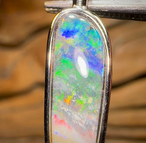 Sterling Silver - SOLID Australian Queensland Boulder Opal Pendant