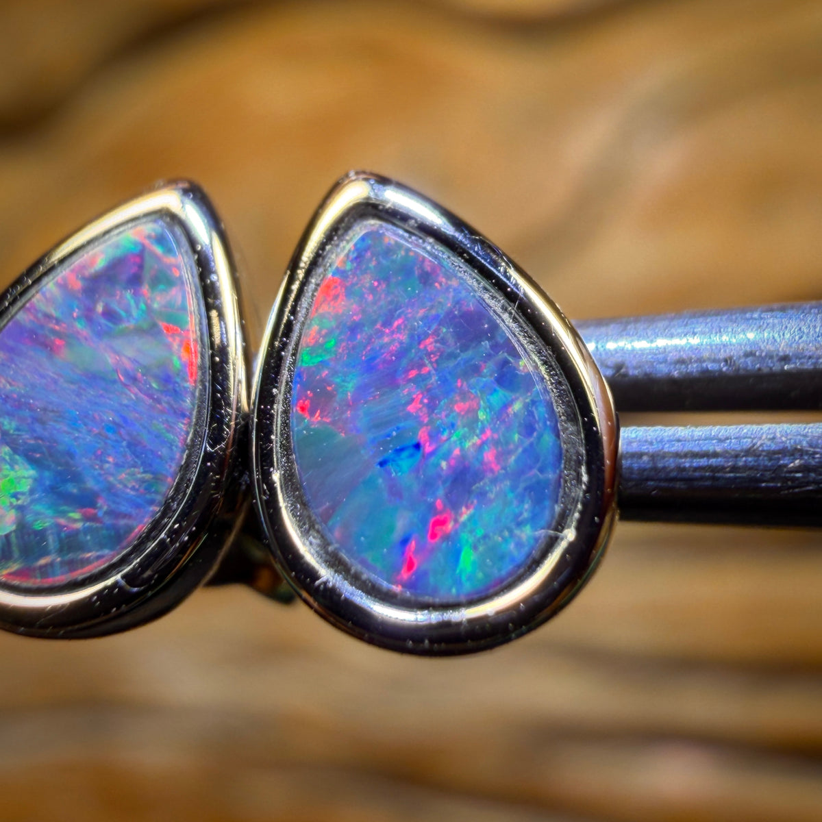 Sterling Silver - Australian Boulder Opal Doublet Stud Earrings