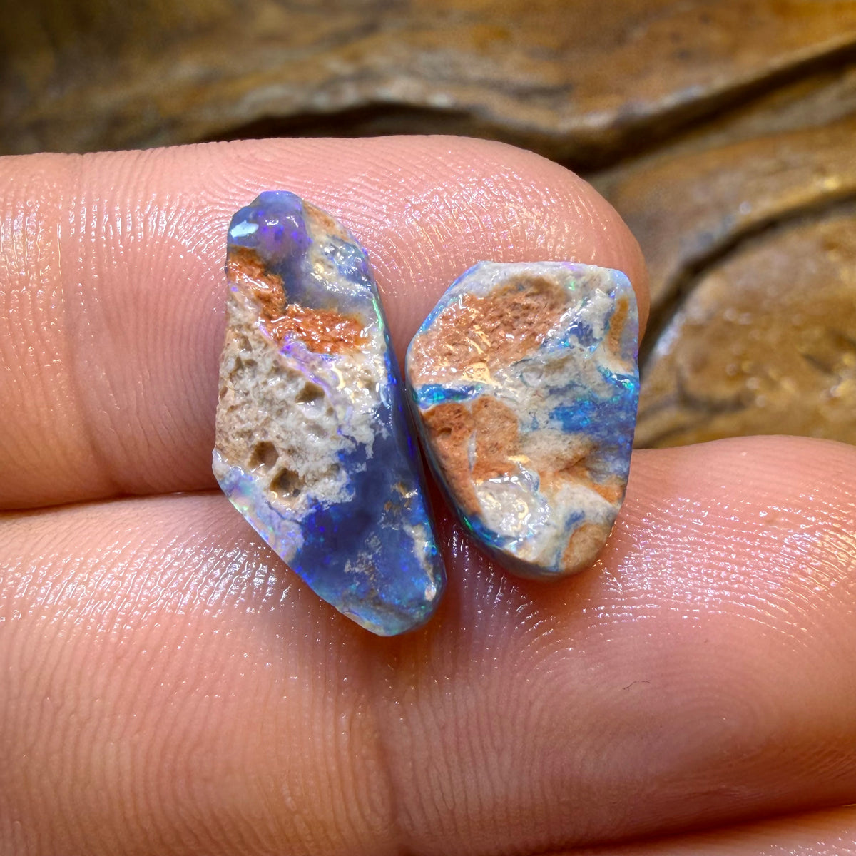 TGIF 8.1cts - Lightning Ridge Dark Crystal Opal Rub Pair