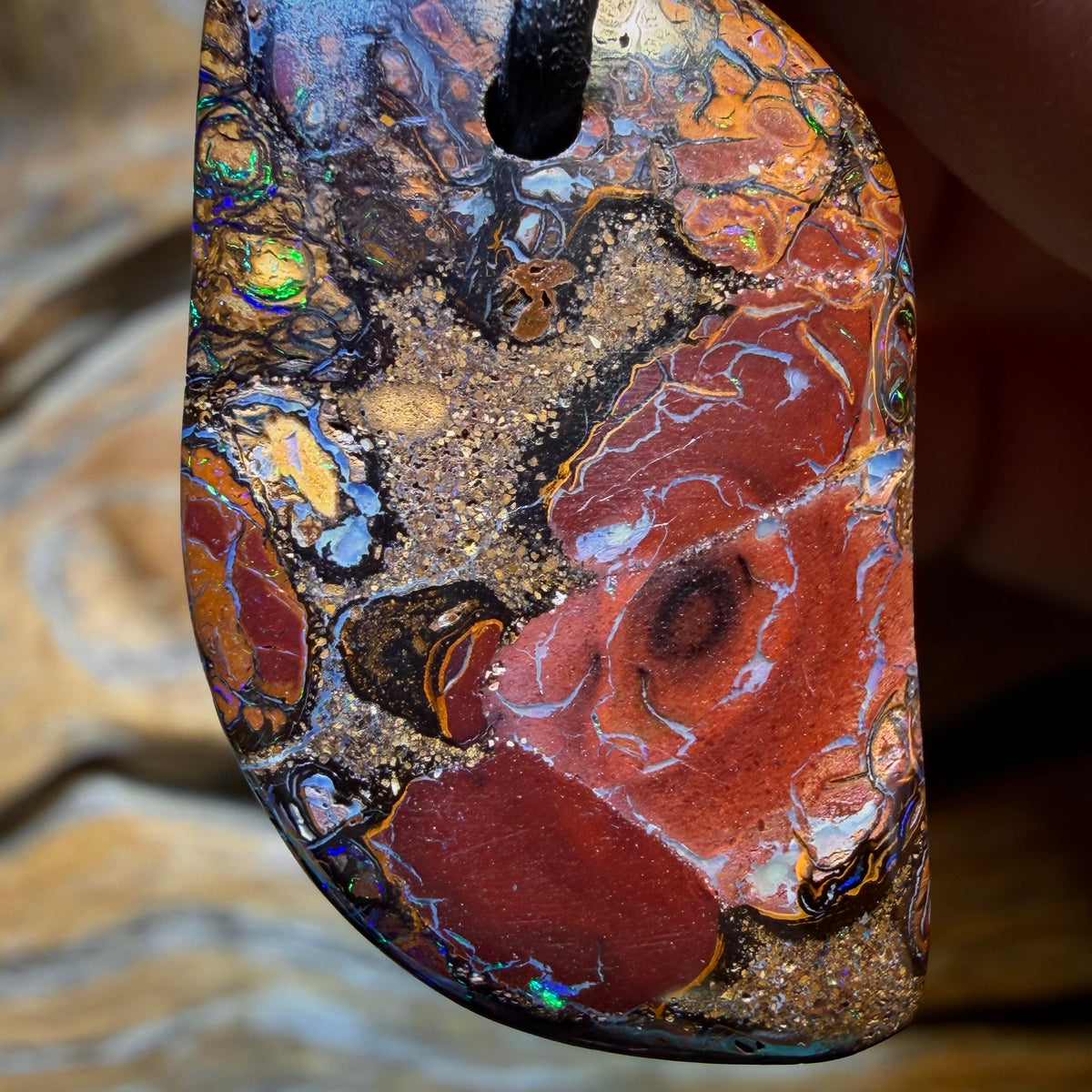 33 x 19mm - Drilled Tribal Queensland Boulder Opal Necklace