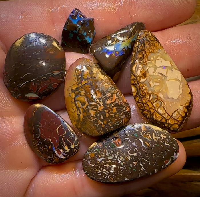 🔨 AUCTION 🔨 145cts- 7x Tribal Queensland Boulder Opal Rubs