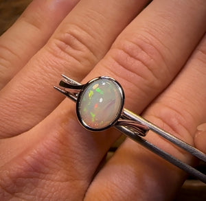 Sterling Silver - Solid South Australian Crystal Opal Ring