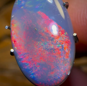 3.65cts - Top GEM Lightning Ridge Solid Black Opal. Red on Black