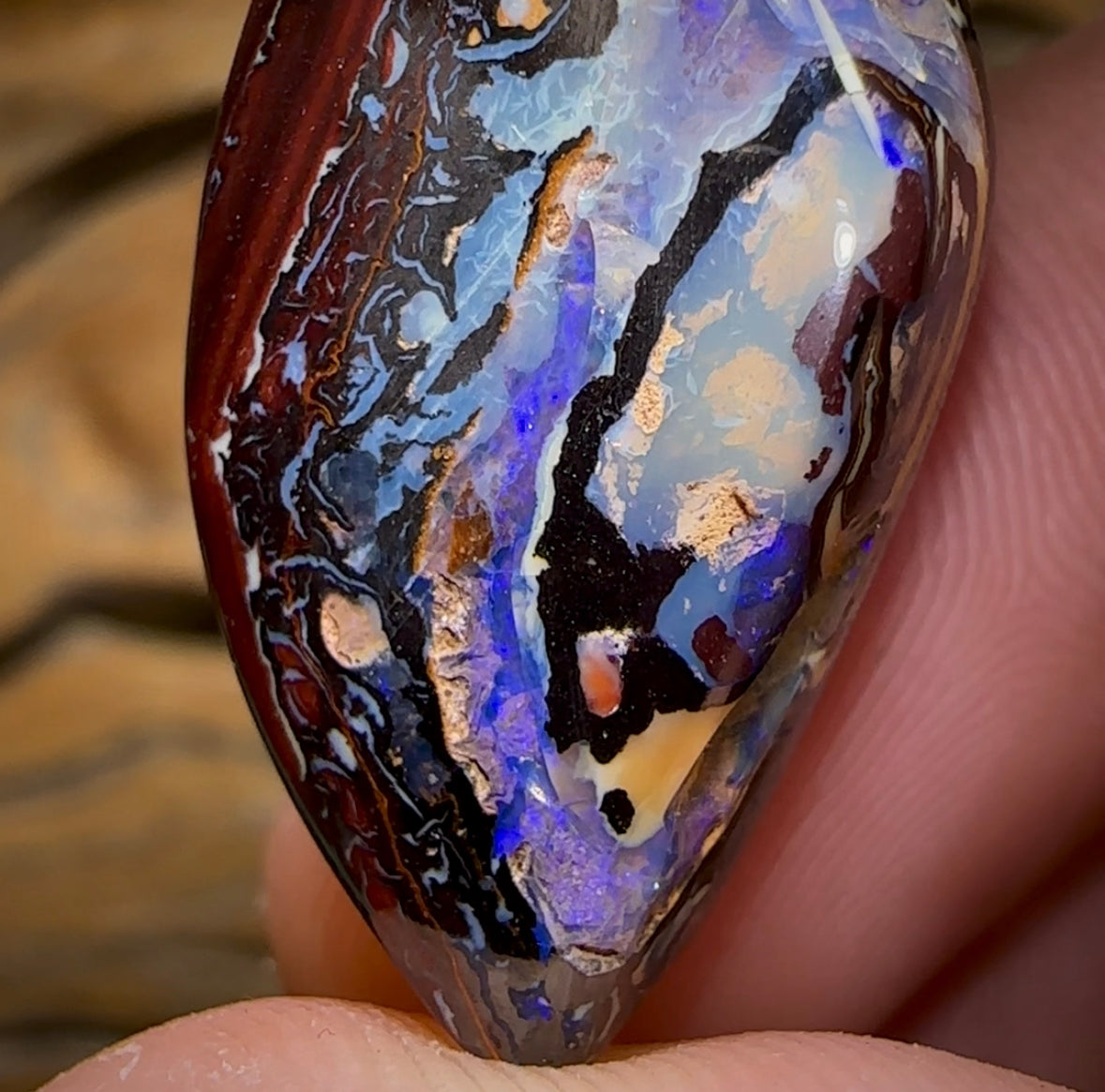 37.8cts - “Purple Kernel”Polished Koroit Nut Opal Specimen - Opal Whisperers
