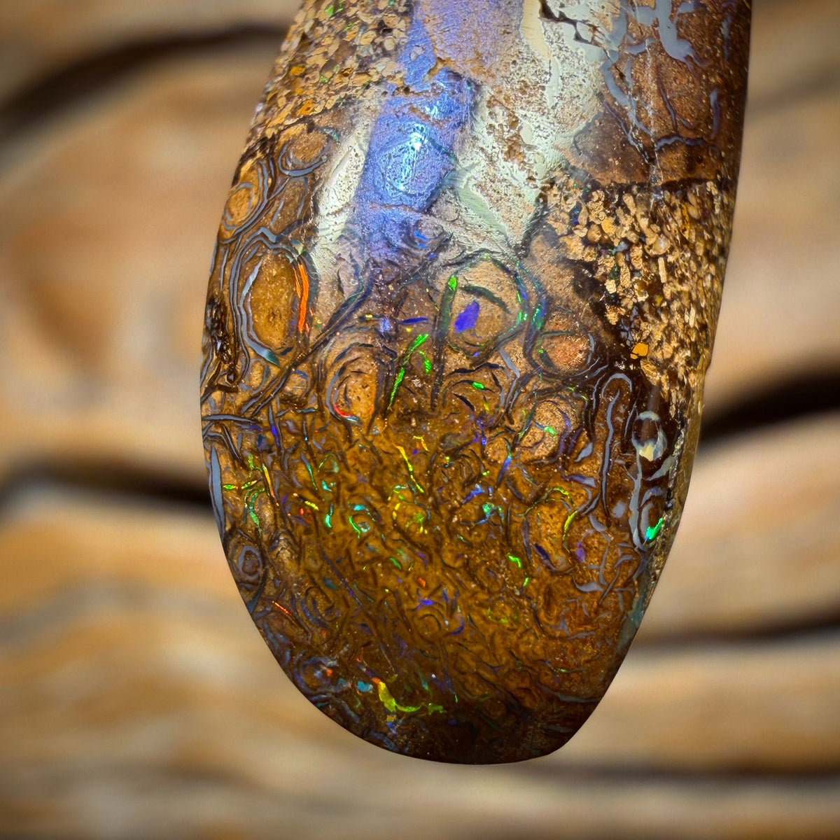 Solid Tribal Queensland Boulder Opal Pendant