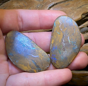 106.6cts - Magnificent Bubble Band Opal Pair With Red Muti Colours