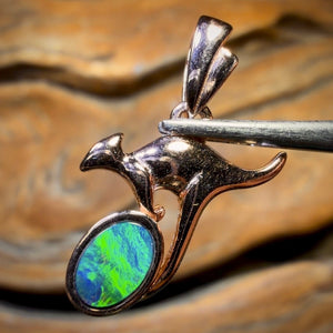 Sterling Silver - Australian Boulder Opal Doublet ROO Pendant