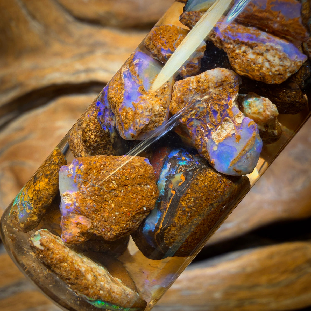 103cts - Jar of Yowah Nut Opal Rough w/ Fossil Opal