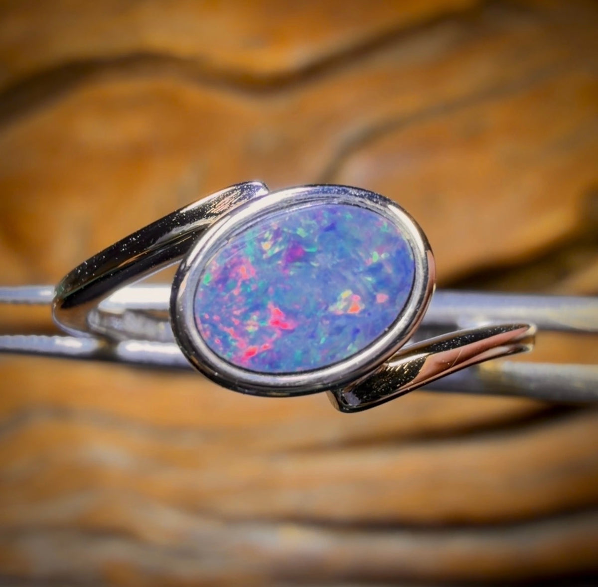 Sterling Silver - Queensland Boulder Opal Doublet Ring