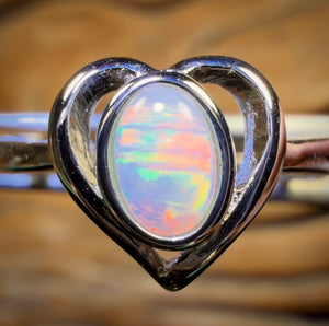 Bague en argent sterling avec opale de cristal d'Australie du Sud