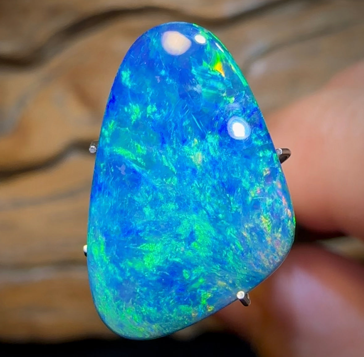 9.4cts - TOP Australian Boulder Opal Doublet. Undulated Pippi Shell - Opal Whisperers