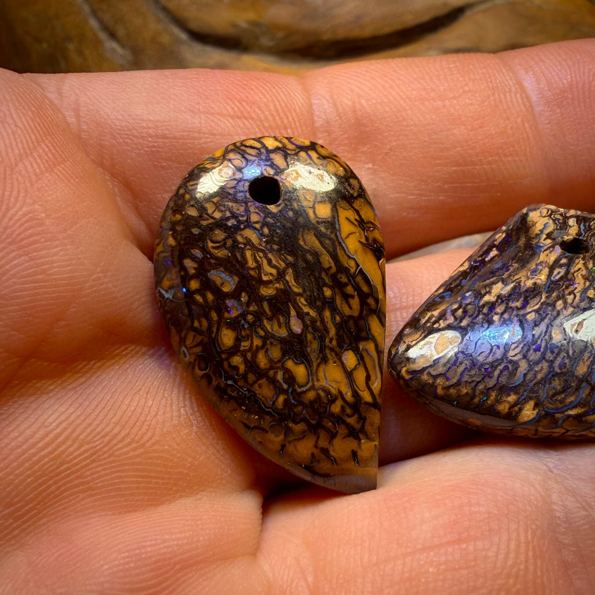 76,2 ct - 3x gebohrte Tribal Queensland Boulder Opale. GÜNSTIGES Großhandelspaket