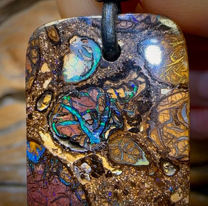 35 x 21mm - Drilled Tribal Australian Boulder Opal Necklace