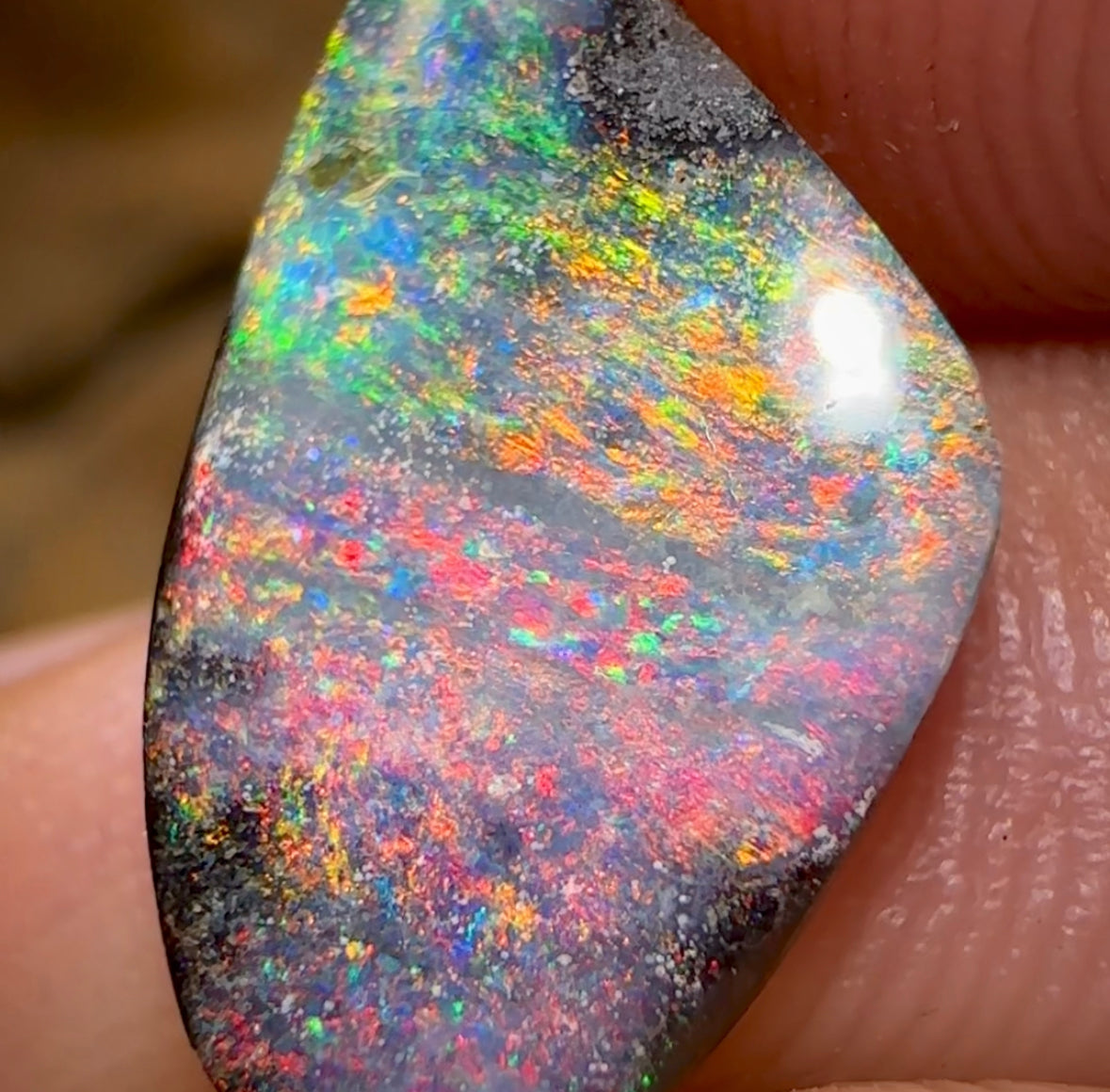3.8cts - “Red Fire Sunset” Australian Boulder Opal from Winton - Opal Whisperers