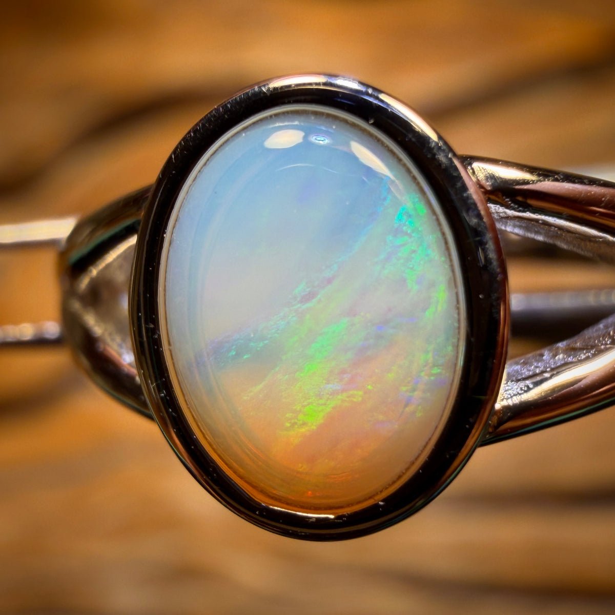 Sterling Silver - Solid South Australian Crystal Opal Ring