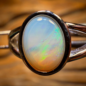 Sterling Silver - Solid South Australian Crystal Opal Ring