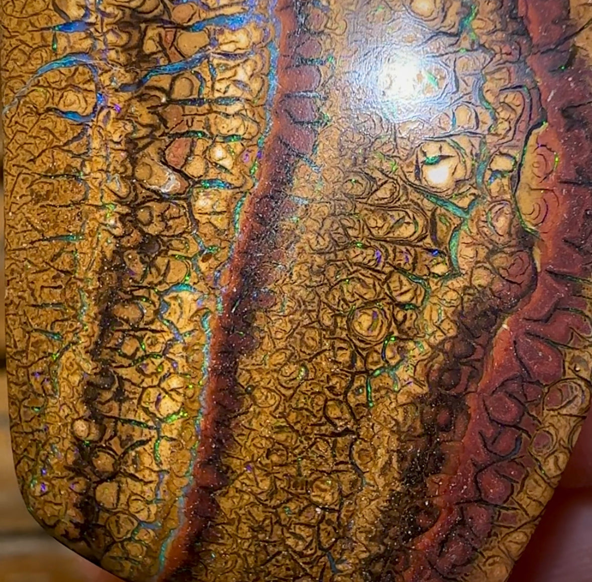 103.6cts - “Tribal Tock Art” Queensland Boulder Opal. Yowah Picture Stone - Opal Whisperers