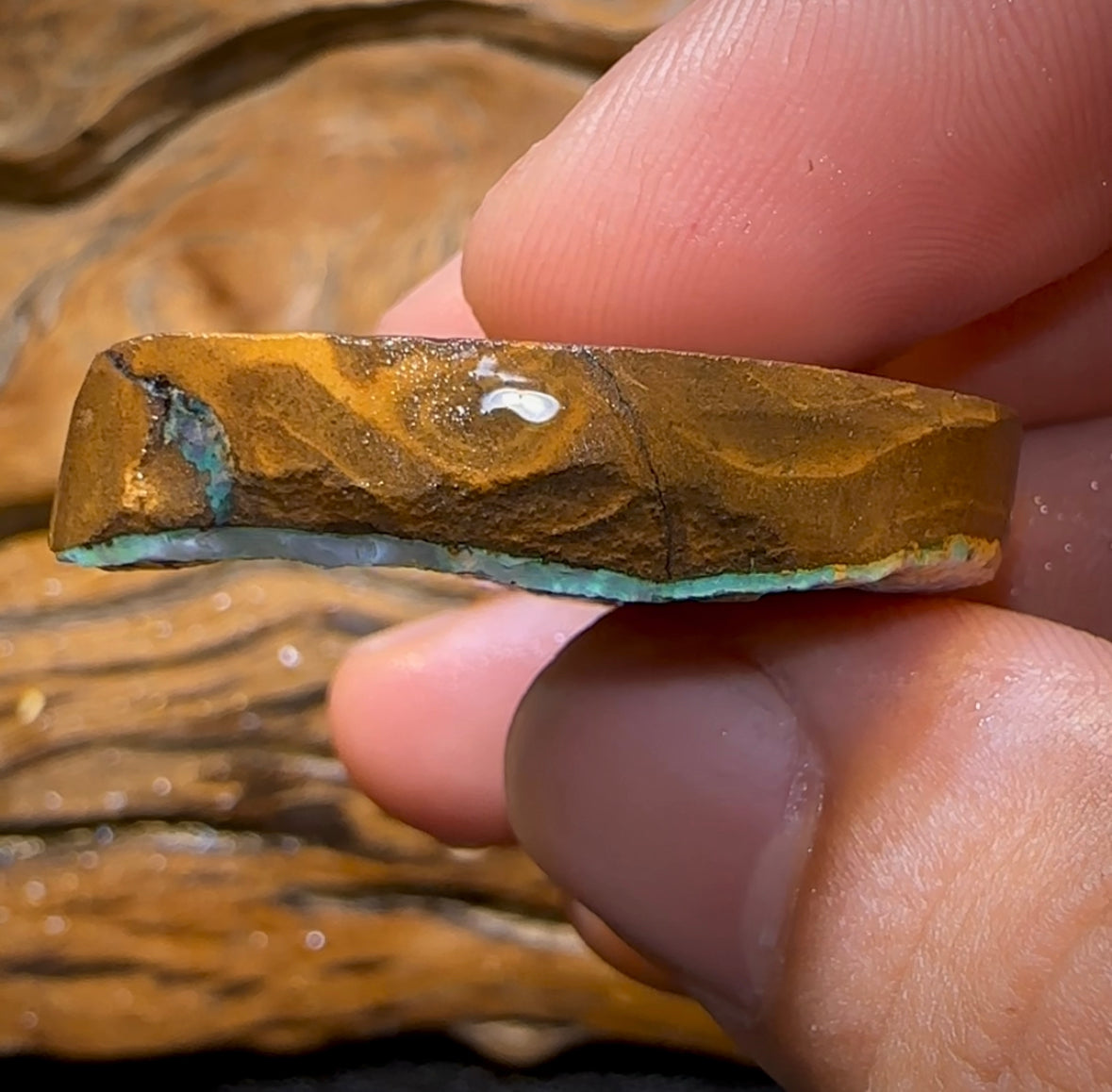 78.5cts - Australian Boulder Opal Rough Preform. Natural Split - Opal Whisperers