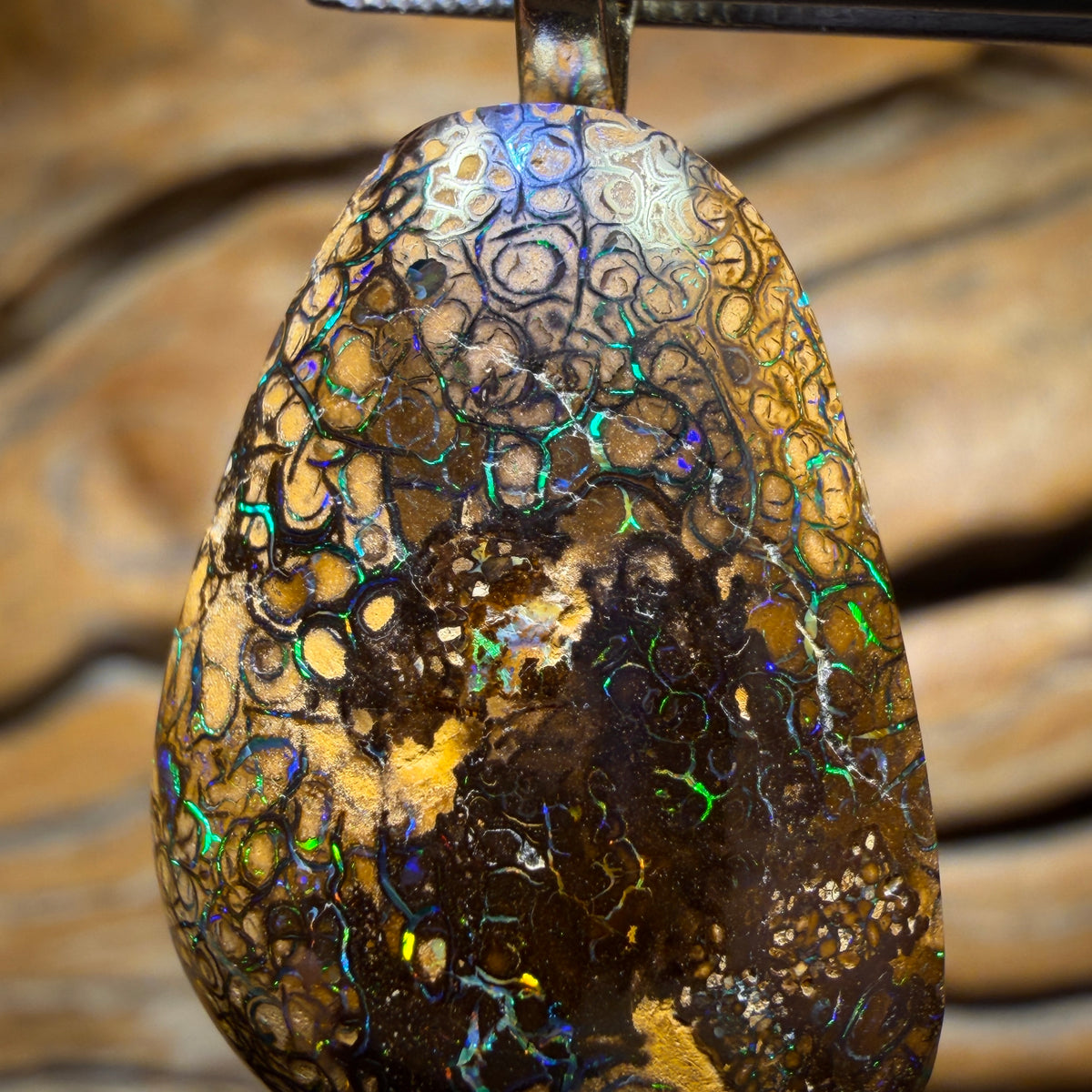 Solid Tan Tribal Queensland Boulder Opal Pendant