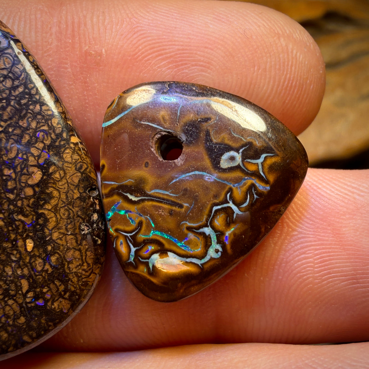 60.6cts - 3x Drilled Queensland Boulder Opals. BARGAIN Wholesale Parcel