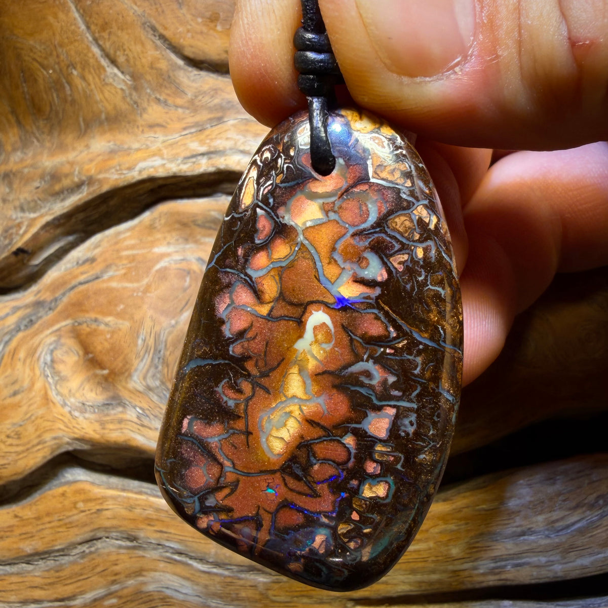 Dad 51 x 33mm - Drilled Tribal Queensland Boulder Opal Necklace