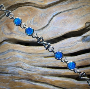 Sterling Silver - Australian Boulder Doublet Opal Bracelet