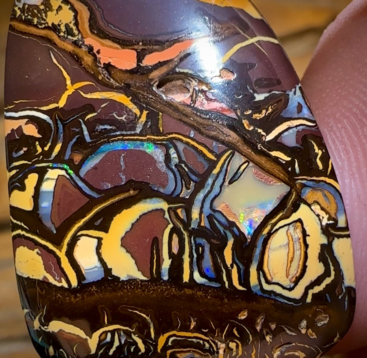 52.8cts - Rare Broad Tribal Double Sided Queensland Boulder Opal Picture Stone