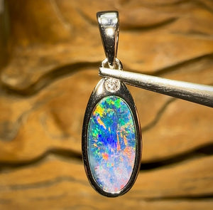 Sterling Silver - Australian￼ Boulder Opal Doublet Pendant Enchanted Forrest - Opal Whisperers