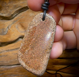 48 x 24mm - Drilled Australian Boulder Opal Necklace. “Cave Painting Conglomerate”