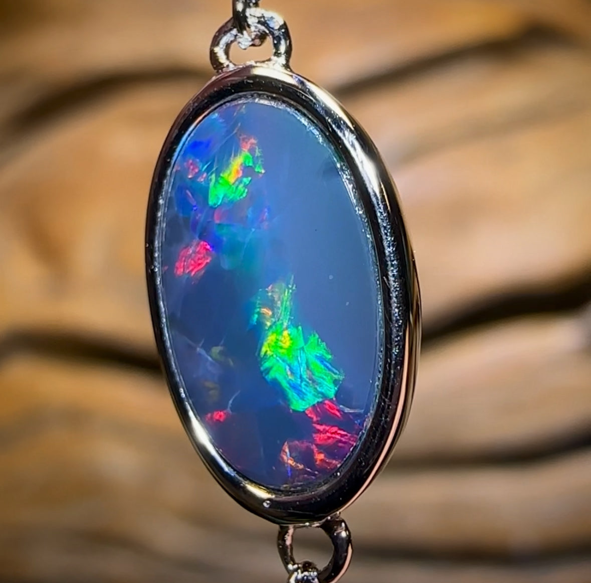 Sterling Silver - Australian Boulder Doublet Opal Bracelet