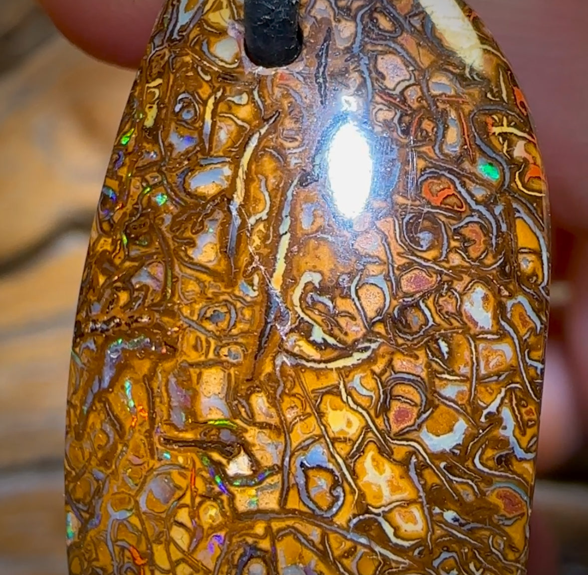 34 x 17mm - “Big City Streets” Drilled Australian Tribal Boulder Opal Necklace