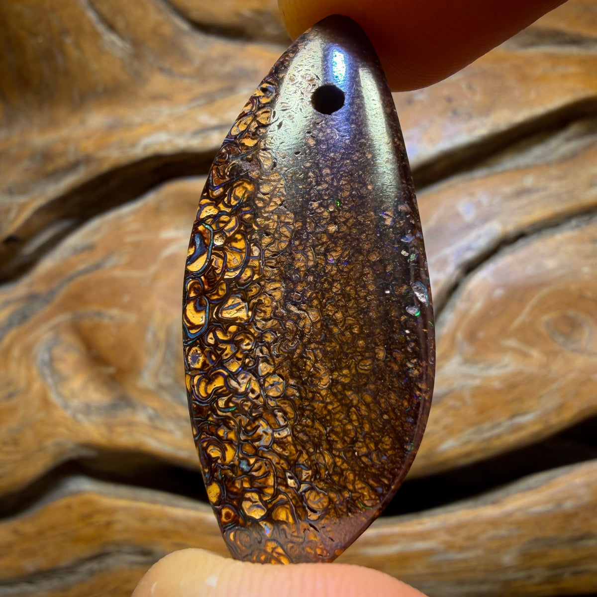 40 x 17mm - Drilled Tribal Queensland Boulder Opal